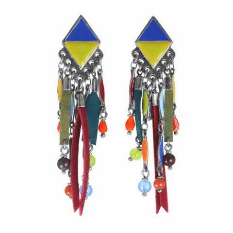 Серьги из аквамарина, коралла, нефрита и Сваровски SELENA 12--61956