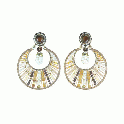 Серьги из говлита, рога Зебу, кварца и кристаллов Сваровски FAUSTINE 12--62001
