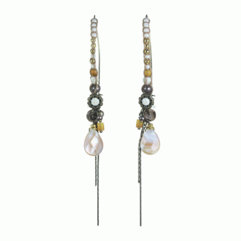 Серьги из говлита, рога Зебу, кварца и кристаллов Сваровски FAUSTINE 12--62003