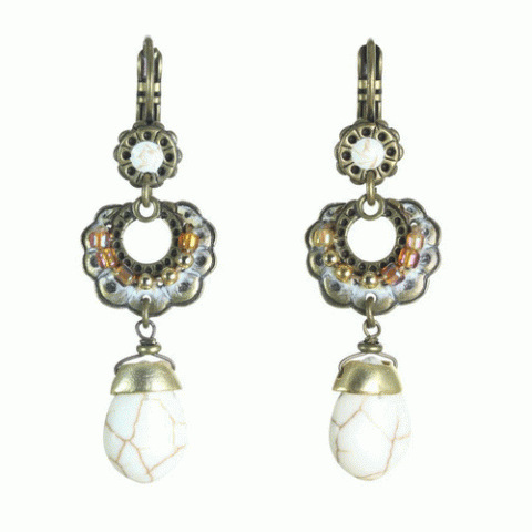 Серьги из говлита, рога Зебу, кварца и кристаллов Сваровски FAUSTINE 12--62005