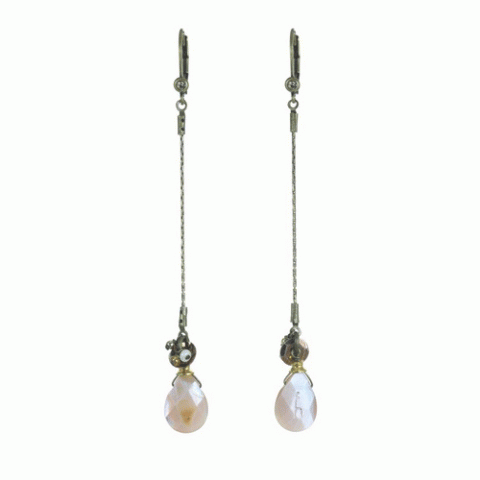 Серьги из говлита, рога Зебу, кварца и кристаллов Сваровски FAUSTINE 12--62007