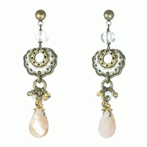 Серьги из говлита, рога Зебу, кварца и кристаллов Сваровски FAUSTINE 12--62010