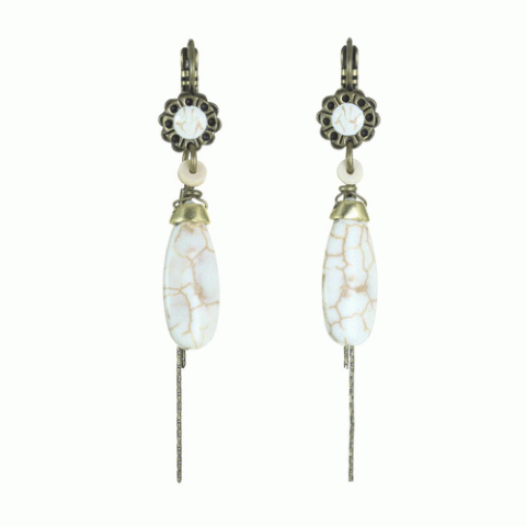 Серьги из говлита, рога Зебу, кварца и кристаллов Сваровски FAUSTINE 12--62013