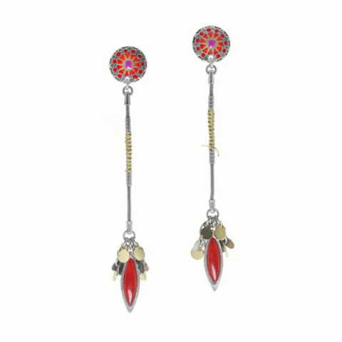 Серьги из коралла, нефрита и Тагуа CORENTINE 12--62032