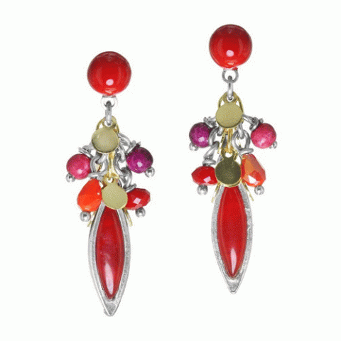 Серьги из коралла, нефрита и Тагуа CORENTINE 12--62033