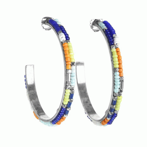 Серьги из коралла, говлита, ляписа лазури и Тагуа LILOANE 12--62043