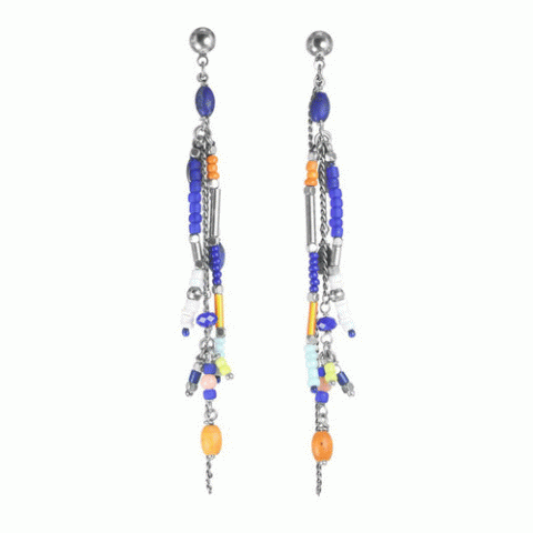 Серьги из коралла, говлита, ляписа лазури и Тагуа LILOANE 12--62047