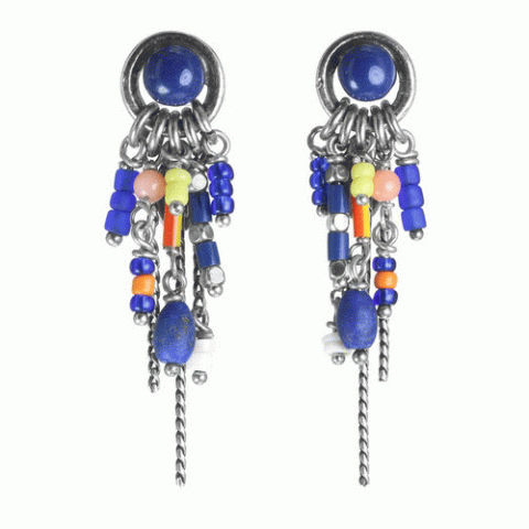 Серьги из коралла, говлита, ляписа лазури и Тагуа LILOANE 12--62049