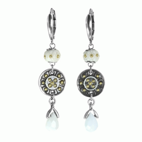 Серьги из кальцита, коралла и говлита BERENICE 12--62070