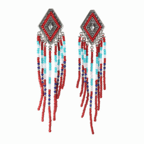 Серьги из коралла, ляписа лазури, лавы и Сваровски KANDA 12--62080