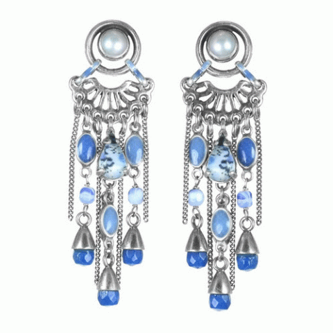 Серьги из агата, жемчуга, нефрита и лунного камня PENNY LANE 12--62102
