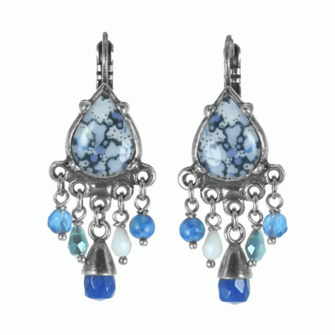 Серьги из агата, жемчуга, нефрита и лунного камня PENNY LANE 12--62108
