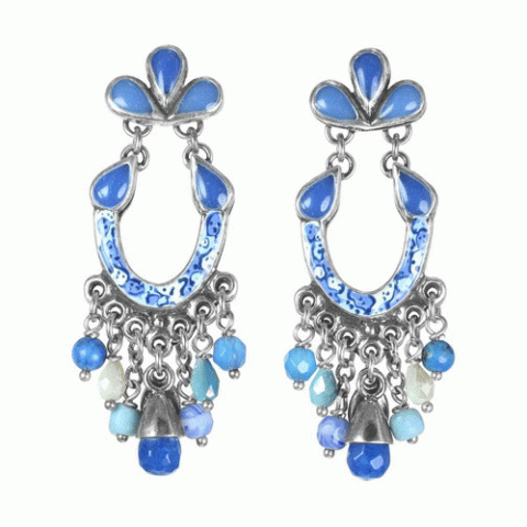 Серьги из агата, жемчуга, нефрита и лунного камня PENNY LANE 12--62109