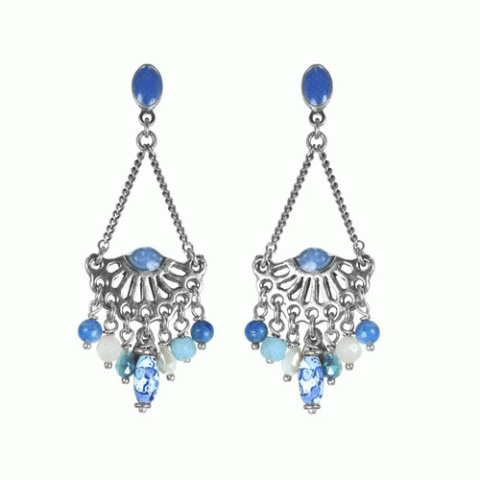 Серьги из агата, жемчуга, нефрита и лунного камня PENNY LANE 12--62113