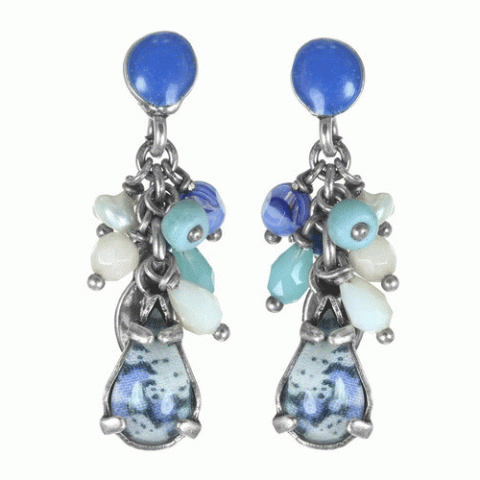 Серьги из агата, жемчуга, нефрита и лунного камня PENNY LANE 12--62115
