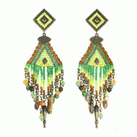 Серьги из авантюрина, хризопраза, яшмы и нефрита MOHEGANE 12--62122