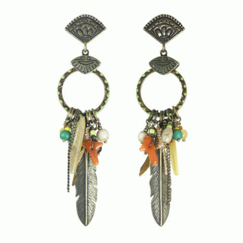 Серьги из авантюрина, хризопраза, яшмы и нефрита MOHEGANE 12--62124