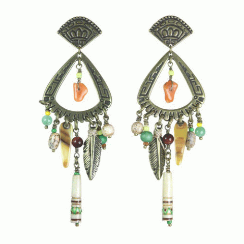 Серьги из авантюрина, хризопраза, яшмы и нефрита MOHEGANE 12--62126