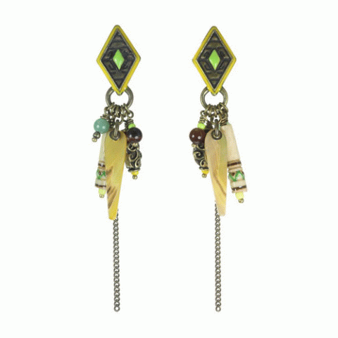 Серьги из авантюрина, хризопраза, яшмы и нефрита MOHEGANE 12--62127