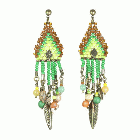 Серьги из авантюрина, хризопраза, яшмы и нефрита MOHEGANE 12--62128