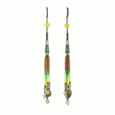 Серьги из авантюрина, хризопраза, яшмы и нефрита MOHEGANE 12--62130