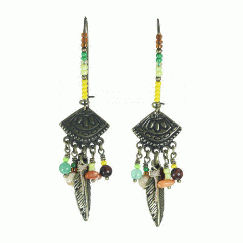 Серьги из авантюрина, хризопраза, яшмы и нефрита MOHEGANE 12--62131