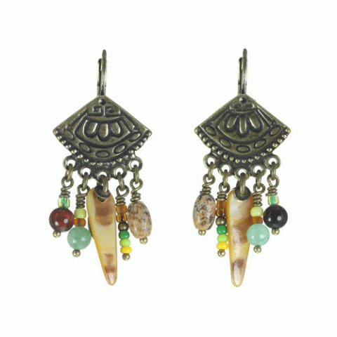 Серьги из авантюрина, хризопраза, яшмы и нефрита MOHEGANE 12--62132