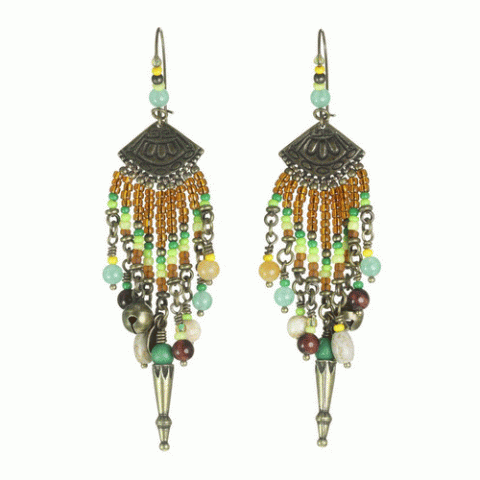 Серьги из авантюрина, хризопраза, яшмы и нефрита MOHEGANE 12--62133