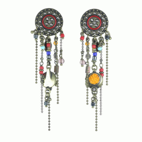 Серьги из граната, коралла, гематита и ракушки ECUADOR 12--62140