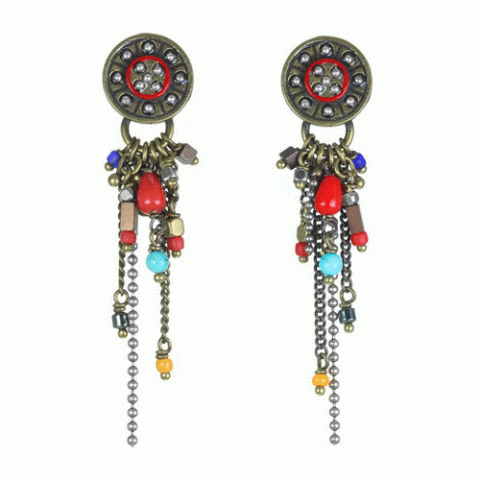 Серьги из граната, коралла, гематита и ракушки ECUADOR 12--62141