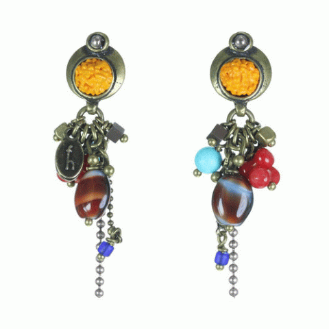 Серьги из граната, коралла, гематита и ракушки ECUADOR 12--62142
