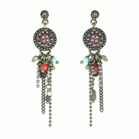 Серьги из граната, коралла, гематита и ракушки ECUADOR 12--62143