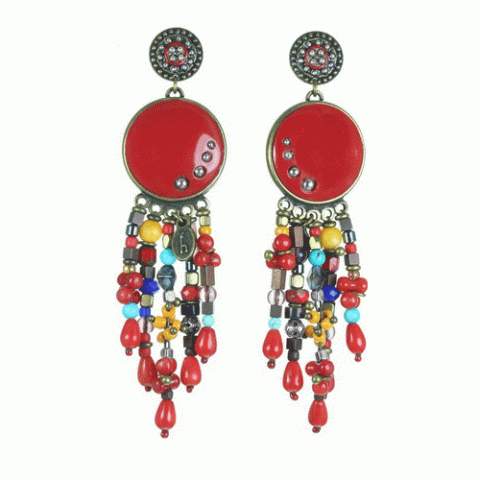 Серьги из граната, коралла, гематита и ракушки ECUADOR 12--62144