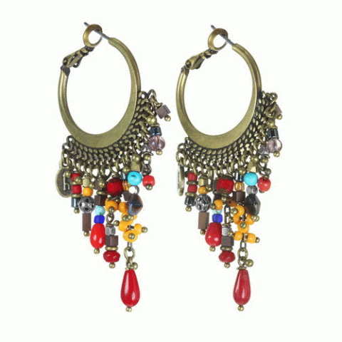 Серьги из граната, коралла, гематита и ракушки ECUADOR 12--62145