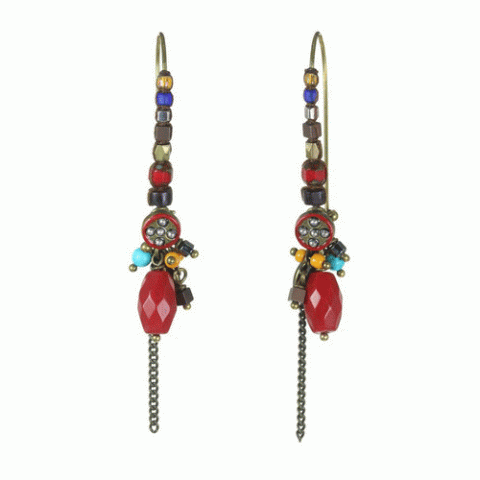 Серьги из граната, коралла, гематита и ракушки ECUADOR 12--62146