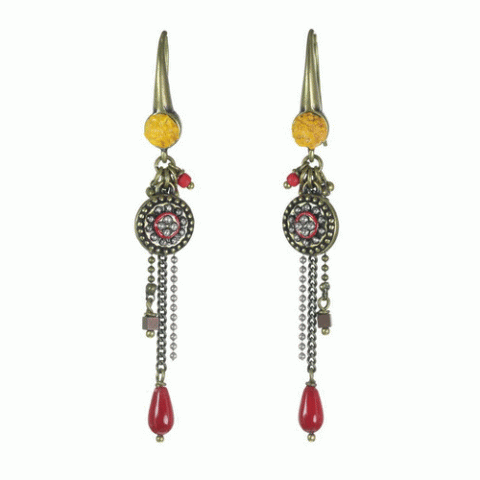 Серьги из граната, коралла, гематита и ракушки ECUADOR 12--62148