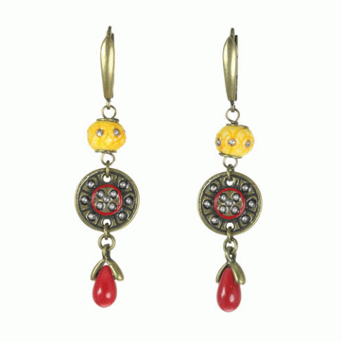 Серьги из граната, коралла, гематита и ракушки ECUADOR 12--62150