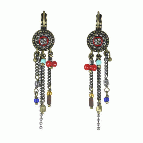 Серьги из граната, коралла, гематита и ракушки ECUADOR 12--62152