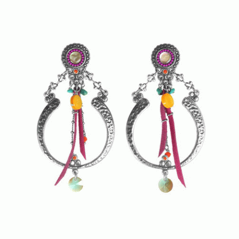 Серьги из коралла, нефрита, говлита и тигровой ракушки CHIARA 12--62164