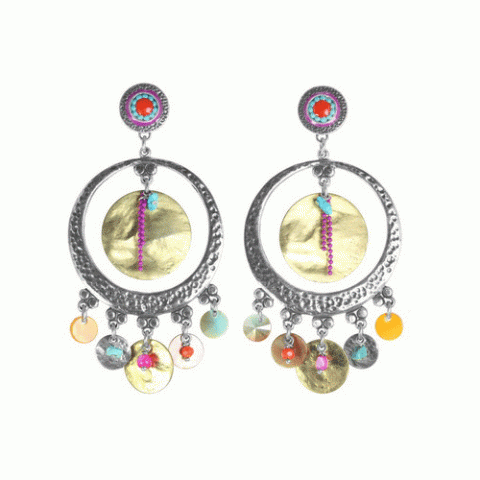 Серьги из коралла, нефрита, говлита и тигровой ракушки CHIARA 12--62169