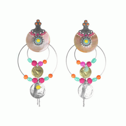 Серьги из коралла, нефрита, говлита и тигровой ракушки CHIARA 12--62173