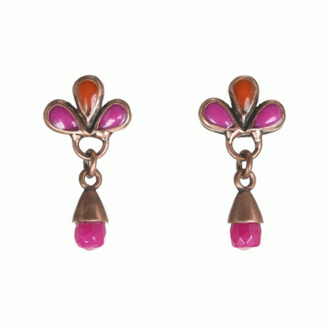 Серьги из коралла, тигрового глаза, нефрита и кожи змеи THALIA 12--62183