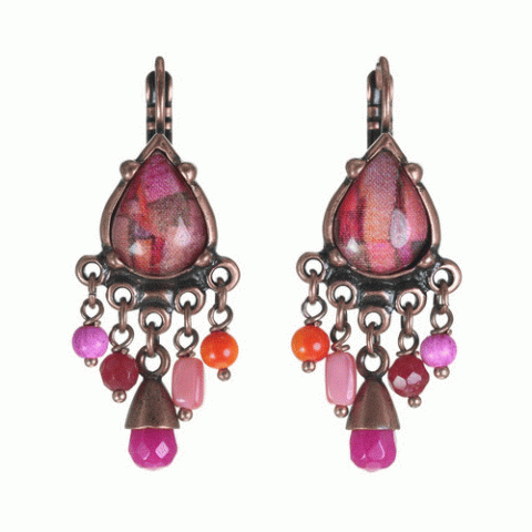Серьги из коралла, тигрового глаза, нефрита и кожи змеи THALIA 12--62184