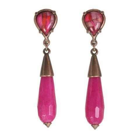 Серьги из коралла, тигрового глаза, нефрита и кожи змеи THALIA 12--62186