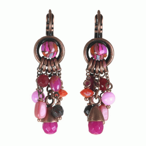 Серьги из коралла, тигрового глаза, нефрита и кожи змеи THALIA 12--62189