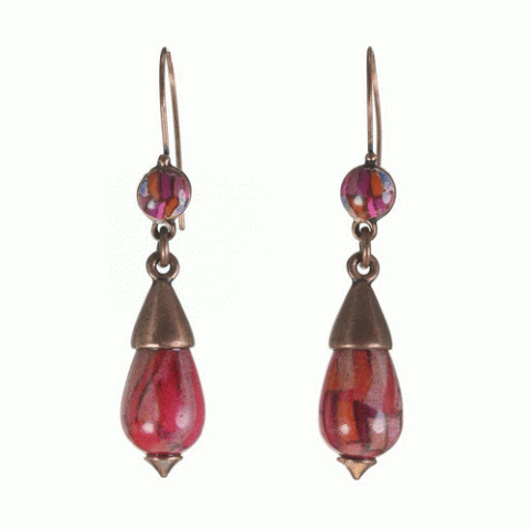 Серьги из коралла, тигрового глаза, нефрита и кожи змеи THALIA 12--62192