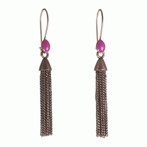 Серьги из коралла, тигрового глаза, нефрита и кожи змеи THALIA 12--62193