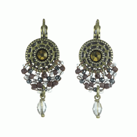Серьги из гематита, рога, кварца и кристаллов Сваровски CYBELE 12--62210
