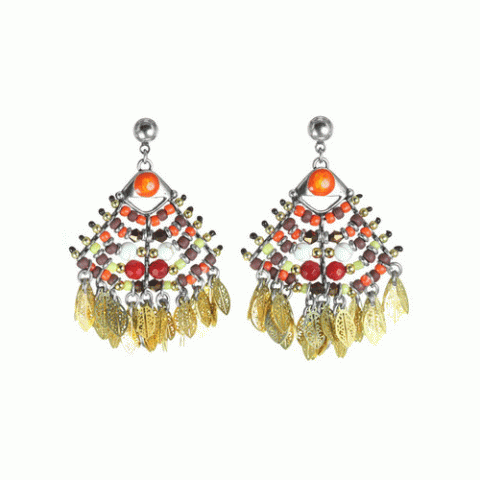 Серьги из коралла, сердолика, яшмы и лавы MARABOUT 12--62221
