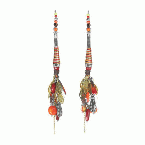 Серьги из коралла, сердолика, яшмы и лавы MARABOUT 12--62224